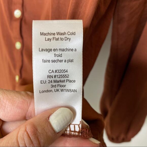 Anthro Dolan Marilyn Button Down Blouse Rust XS - Picture 8 of 9